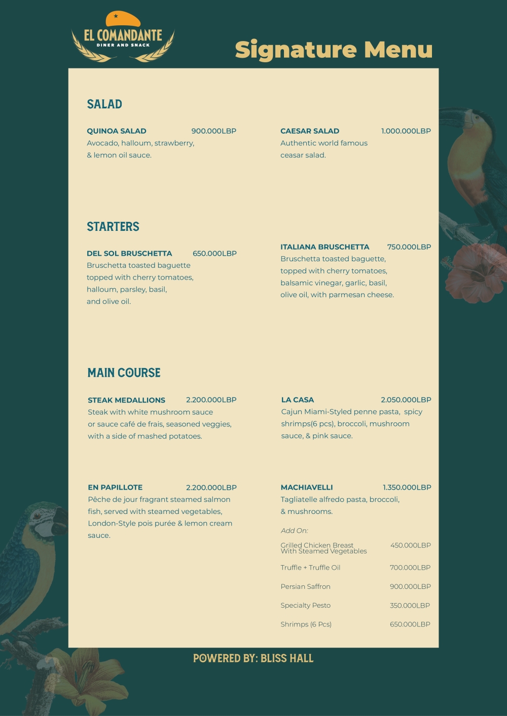 Signature Menu